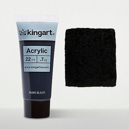 KINGART PRO Artist Quality MARS BLACK Acrylic Paint, 22ml (0.74oz) Tubes, 3 Pack - Set (66ml Total), Mars Black