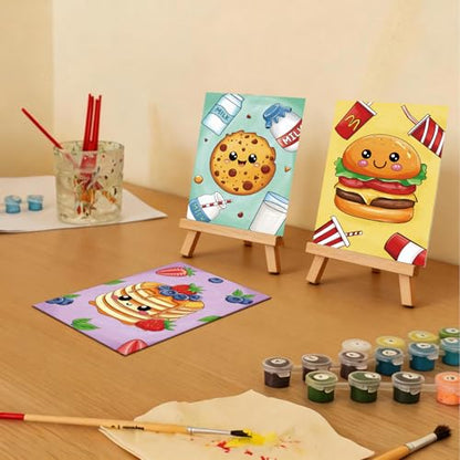 Anseal 12 Packs Pre Drawn Canvas to Paint, 5" X 7" Foods Pre Printed Canvas for Painting, Pre Stretched Canvas Outline Painting Boards for Party Favor - style: Foods