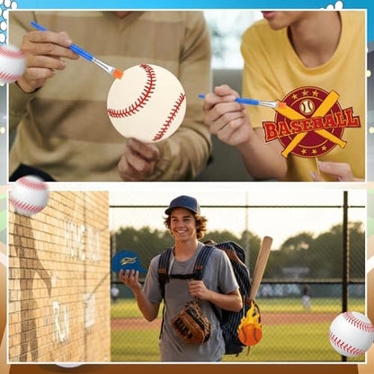 Saypacck 24 Pcs Baseball Party Favors Wooden Paint Craft Kits | Baseball Themed Craft Kit for Kids Birthday Party, Goodie Bags Fillers, Thank You Gifts, Paints Brushes Included - style: Sport Theme