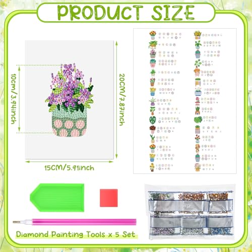 Xuhal 30 Pcs Mini Diamond Art Kits for Adults, Small Diamond Painting Kits, Green Plant & Floral Potted Mini Diamonds Painting Kit 5d DIY Rhinestones Crafts with Cardboard for Beginner Gifts - style: Plant