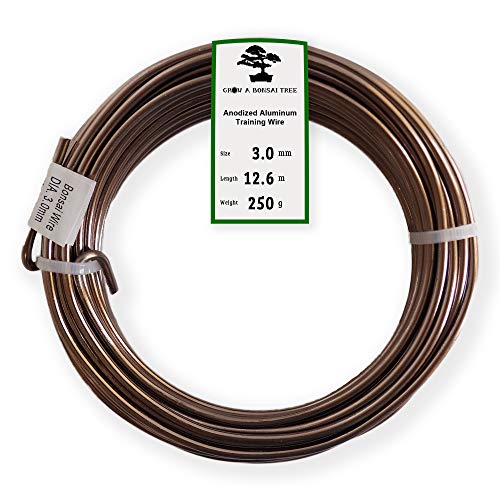 Anodized Aluminum 3.0mm Bonsai Training Wire 250g Large Roll (40 feet) - Choose Your Size and Color (3.0mm, Brown) - color: Brown, size: 3.0mm