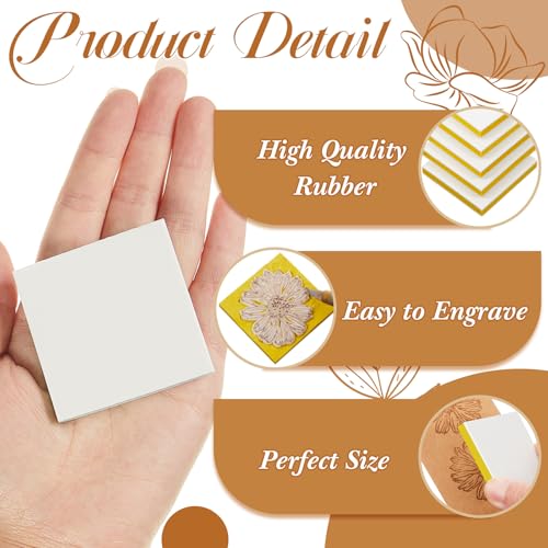 Frienda 24 Pcs 2" x 2" Rubber Carving Blocks Linoleum Blocks for Printmaking, Stamp Making, DIY Crafting, Scrapbook, Painting, Soft and Easy to Carve (White Yellow) - color: White Yellow