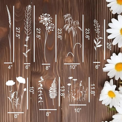 Large Flower Stencils for Painting Walls Floral Stencils for Wood Fence | Reusable Wildflower Stencil for Painting on Canvas Fabrics Furniture - style: Wildflower