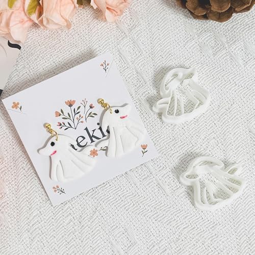 Xaekicr Halloween Ghost Dog Polymer Clay Cutters – Cute Clay Earring Cutters for DIY Jewelry Making, Polymer Clay Molds and Craft Tools, Set of 2 - color: H color