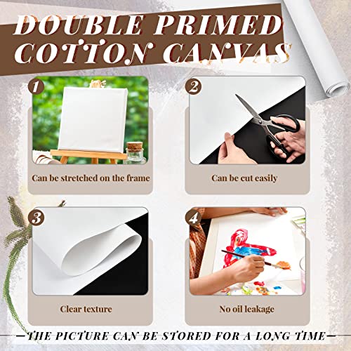 Kinlop 48 Inch x 20 Feet Double Primed Cotton Canvas White Canvas Roll for Oil and Acrylic Paint - color: White, size: 48 Inch X 20 Feet