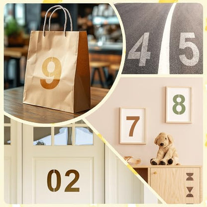 8Inch Number Stencils,10Pcs Plastic Stencils Reusable Curb Stencil Kit | Washable 0-9 Large Number Stencil for Address Painting,Digital Templates for Spray Painting,DIY Crafts,Address Signs - size: 8Inch