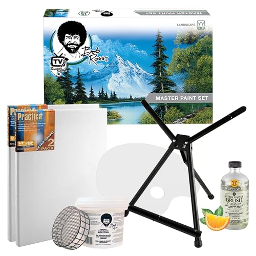 Jerry's Artarama Bob Ross Master Paint Set Artist Bundle 6 Items with Travel Easel, Pre Stretched Painting Canvas, 8oz Natural Brush Cleaner, Clear Acrylic Palette, and Cleaning Bucket & Screen - color: Citrus Brush Cleaner, size: 8oz Brush Cleaner