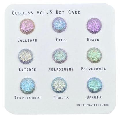 IUILE Handmade Watercolor Paints - Goddess Vol. 3 Dot Card (9 colors). Super Shift, Holographic, Metallic, Shiny, Shimmer - color: Goddess Vol. 3 Dot