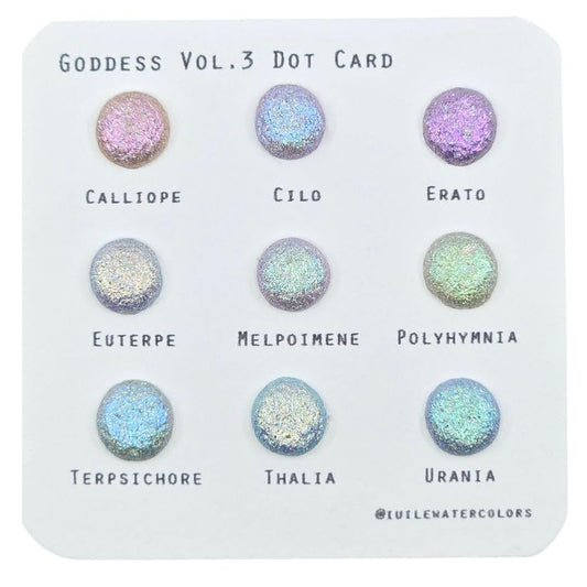 IUILE Handmade Watercolor Paints - Goddess Vol. 3 Dot Card (9 colors). Super Shift, Holographic, Metallic, Shiny, Shimmer - color: Goddess Vol. 3 Dot