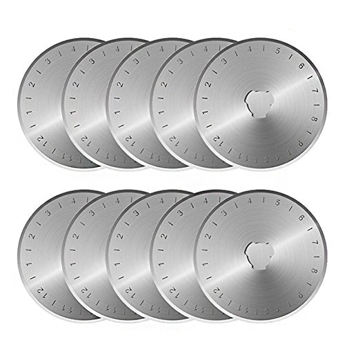 45mm Rotary Cutter Blades, 10 Pack 45mm Replace Rotary Blades Fits Fiskars, Olfa, Martelli, Truecut, DAFA Rotary Cutters for Quilting Scrapbooking Sewing Arts & Crafts, Sharp and Durable - color: 45MM Square hole Blades
