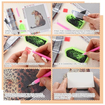 Yeaqee 4 Pcs Diamond Art Kits DIY Painting for Adult Aesthetic Wall Diamond Crafts Aesthetic Room Decor Cute Painting Pictures 5d Craft Wall Decor for Home 10 x 11.8'' (Leopard Print) - style: Leopard Print