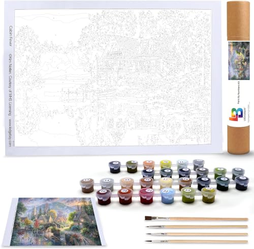Ledgebay Paint by Numbers Kit for Adults, 16x20 Unframed Canvas - color: Mountain Village, size: 16" x 20" Unframed