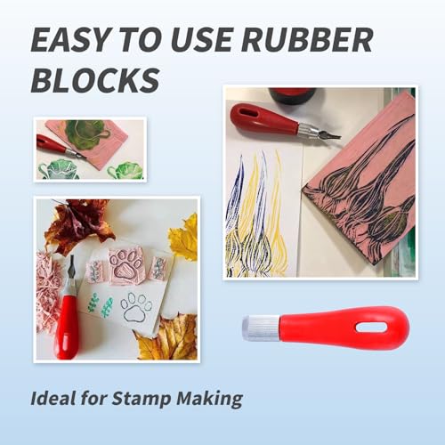 Stamp Making Kit for Adults Stamp Carving Tool Set Wood Carving Kit Carving Tool with 6 Blades Rubber Stamp Making Tools for Printmaking and DIY Projects Block Cutters