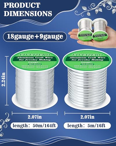 FIVEIZERO 18&9 Gauge Wire Aluminum Craft Wire,Sliver Jewelry Wire - size: 18+9 Gauge