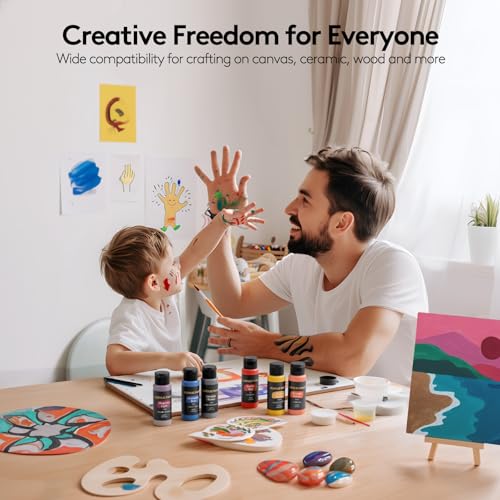 Acrylic Paint Set with 12 Art Brushes, 36 Colors (2 oz/Bottle) Acrylic Paint for Painting Canvas, Wood, Ceramic and Fabric, Paint Set for Beginners, Students and Professional Artist, Rich Pigments - style: 36 Colors Acrylic Paint 2 fl oz/60 ml-2