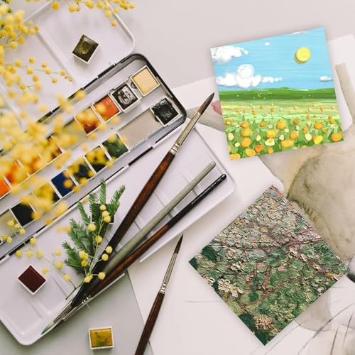 FSWCCK 10 Pack 6 x 6 inch Wood Panel Boards, Unfinished Wood Canvas Panels for Crafts, Painting Canvas, DIY Art Projects, Pouring, Arts Use with Oils, Acrylics - size: 6"X 6" 10 Pack