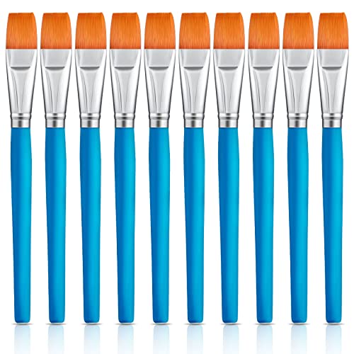 Zonon 10 Pcs 3/4 Inch Flat Paint Brushes Acrylic Painting Craft,Blue - color: Sky Blue