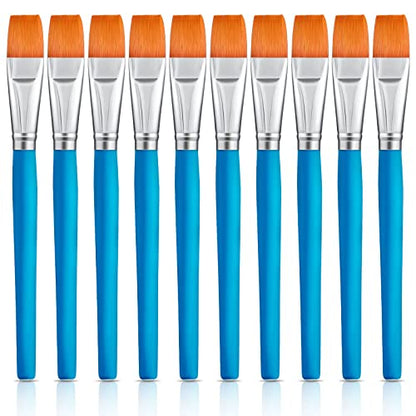 Zonon 10 Pcs 3/4 Inch Flat Paint Brushes Acrylic Painting Craft,Blue - color: Sky Blue