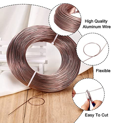 Pandahall 984 FT Brown Aluminum Wire 20 Gauge Flexible Metal Craft Wires Armature Bendable Wire for Jewelry Making, Bonsai Trees, Sculpting, DIY Crafts Beading Floral