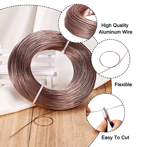 Pandahall 984 FT Brown Aluminum Wire 20 Gauge Flexible Metal Craft Wires Armature Bendable Wire for Jewelry Making, Bonsai Trees, Sculpting, DIY Crafts Beading Floral
