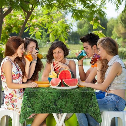 Kochorie 2 Pieces Green Moss Pattern Plastic Tablecloth 108 x 54 Inch Disposable Green Grass Table Cover for Forest Jungle Nature Themed Party Table Decorations - style: Green Moss