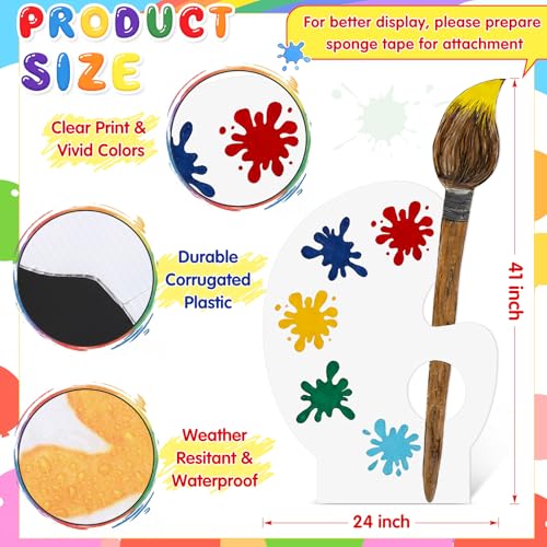 Qunclay 41 x 24 Back to School Giant Palette Art Decor(1pcs, Round) | Giant Paint Palette, Giant Paint Brush Prop, Art Decoration for Classroom Party School Birthday Photo Prop Backdrop - style: Round