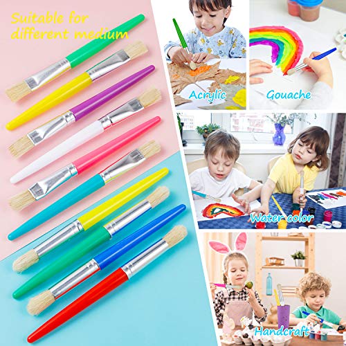 YGAOHF 48 Pack Paint Brushes for Kids - Kids Paint Brushes with Bristle, Big Washable Chubby Toddler Paint Brushes, Easy to Clean Round Flat Brushes for Acrylic Oil Watercolor Washable Paint - color: 48 Pack