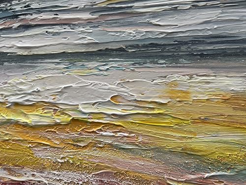 Art Sea Sunset Landscape Modern Abstract Oil Painting Oil on Canvas Wall Art Decoration 30x60 inches - color: Yi047