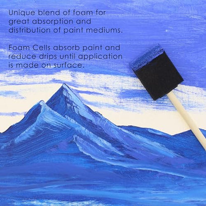 US Art Supply 2 inch Foam Sponge Wood Handle Paint Brush Set (Value Pack of 20) - Lightweight, Durable and Great for Acrylics, Stains, Varnishes, Crafts, Art