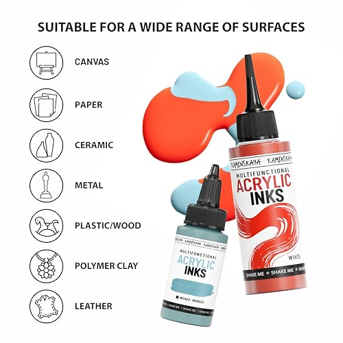 Acrylic Inks for Artists - Blue Denim Acrylic Ink, 3.38 Fl Oz (100 ml) | Highly Concentrated, Multifunctional Liquid Acrylic Paint - color: Blue Denim