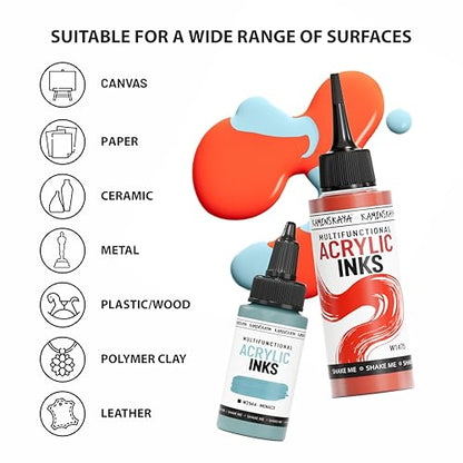 Acrylic Inks for Artists - Turquoise Acrylic Ink, 3.38 Fl Oz (100 ml) | Highly Concentrated, Multifunctional Liquid Acrylic Paint - color: Turquoise