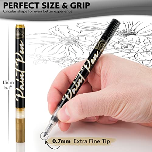 Stylo Acrylic Paint Markers, 4 Metallic Paint Pens Gold Silver Black White - color: Gold, Silver, Black, White