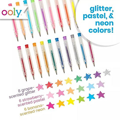 Ooly Scented Mini Doodlers Gel Pens, Set of 20 | Ages 3+, Glitter, Neon, and Pastel Scented Mini Pens for Kids and Adults, Fun Art and Stationery Supplies, Great Gift Idea - style: Glitter, Neon & Pastel Mini Pens
