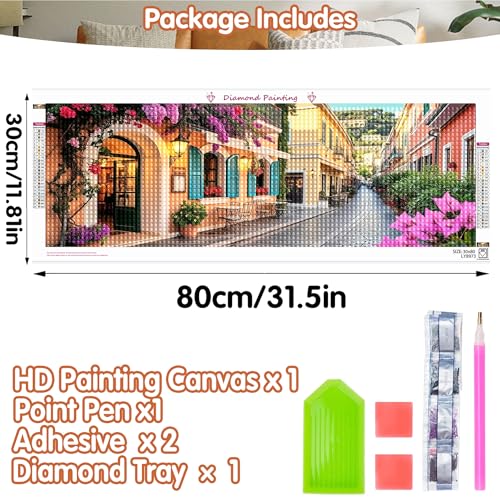 SKRYUIE 5D Large Diamond Painting Kits Street - DIY Diamond Art Kits for Adults Scenery, Full Round Drill - Crystal Embroidery Cross Stitch - Craft for Wall & Office Decor - 12x30 inch / 30x80 cm B1 - color: colorful-8