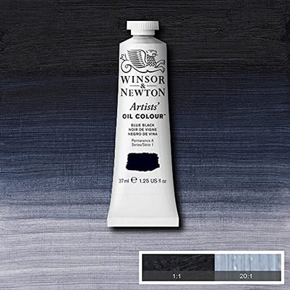 Winsor & Newton Artists' Oil Paint, 37ml Tube, Blue Black | Formulated with the finest pigments with excellent tinting strength; use thickly or thin to a very fine glaze. - color: Blue Black, style: 1.25-oz Tube