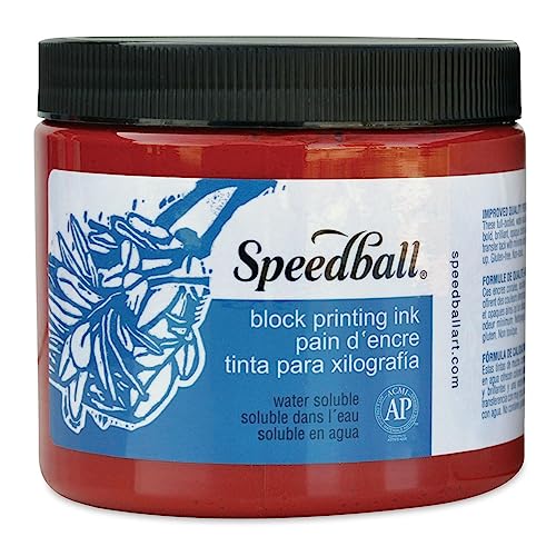 Speedball 16oz Water-Soluble Block Ink Red, for Block Printing, Lino Printing, Screen Printing, for Artists Kit - color: Red, size: 15.9 fl oz