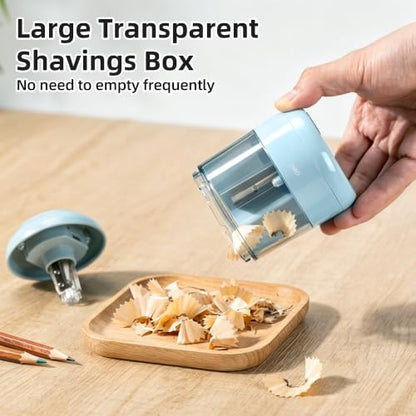 deli Electric Pencil Sharpener, Battery Operated, 6.5–8mm for Classroom | Battery Electric Pencil Sharpener, Durable Blade 5000+ Sharpen, Fits 6.5-8mm Pencils Classroom Kids Home - color: Blue