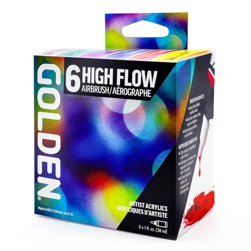 High Flow Acrylics by GOLDEN, High Flow Airbrush Set, 6 Colors, Professional Acrylic Paint