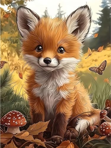 Acelii Fox Diamond Painting Kits for Adults Beginners, Autumn Gem Painting - color: KM1153-1
