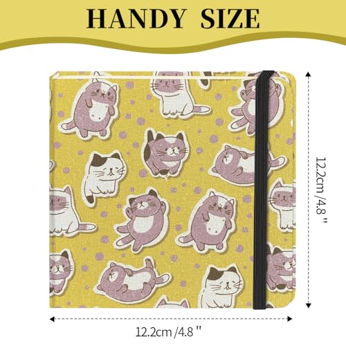 5x5" Pocket Sketch Book,80gsm Hardcover Art Sketchbook for Drawing Journal | Cloth Cover,80gsm Blank Paper,96Sheets,Lay-Flat,Portable Travel Creation Paint Diary Memo Planner,Dry Media.Yellow Cat - color: Cloth Cover-4.8x4.8in-Yellow Cat