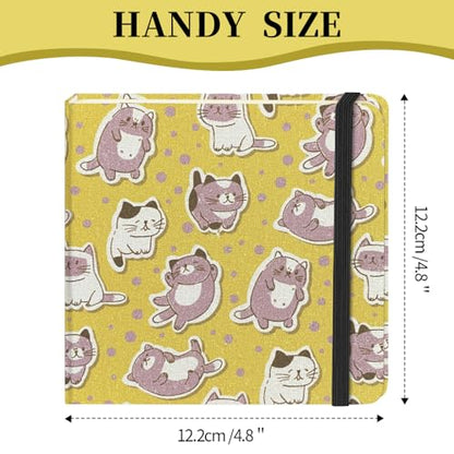 4.8" Pocket Sketch Book,80gsm Hardcover Art Sketchbook for Drawing Journal | Cloth Cover,80gsm Blank Paper,96Sheets,Lay-Flat,Portable Travel Creation Paint Diary Memo Planner,Dry MediaYellow Cat - color: Cloth Cover-4.8x4.8in-Yellow Cat