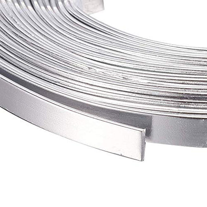 Pandahall 6.56 Feet 18 Gauge Aluminum Craft Wire 5x1mm Bezel Strip Wire Silver Flat Wide Bendable Wire Metal Artistic Wires for Sculpting Armature Floral DIY Craft Jewelry Making