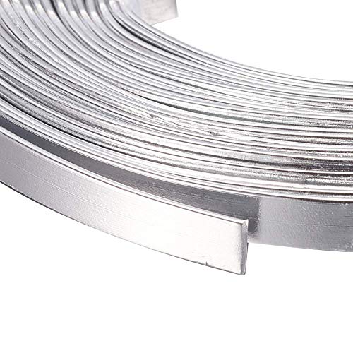 Pandahall 6.56 Feet 18 Gauge Aluminum Craft Wire 5x1mm Bezel Strip Wire Silver Flat Wide Bendable Wire Metal Artistic Wires for Sculpting Armature Floral DIY Craft Jewelry Making