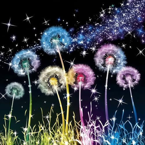 Acelii Diamond Painting Kits for Adults Beginners, Dandelion Gem Painting, 5D Diamond Art Painting for Adults, Gem Art Kits for Adults, Paint by Diamonds DIY Wall Decor Gift13.78X13.78Inch - color: KM1109-1