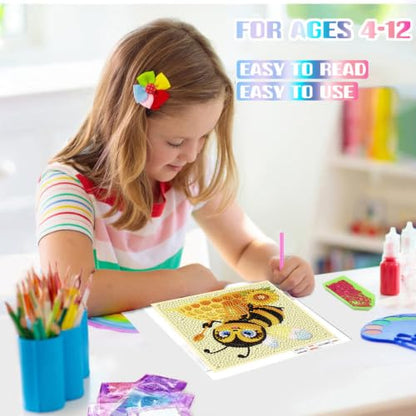 Bee Diamond Art Painting Kits for Kids with Frame Ages 4-8-12 (7x7 inch) - color: CC1150