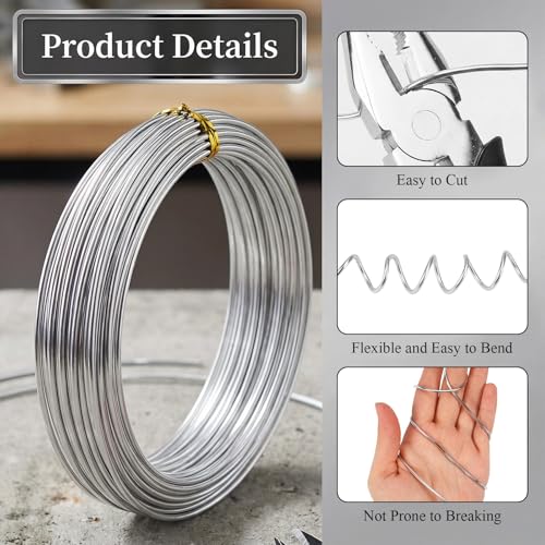 2mm 33 Feet Aluminum Craft Wire, Bendable Armature Wire, Mental Silver Bendable Wire for Sculpting, DIY, Crafting, Jewelry Making, Modelling, Bonsai Training, Doll Making (1 Roll) (2mm × 10m) - size: 2mm × 10m
