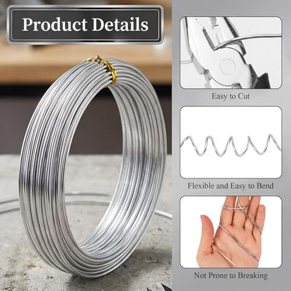 2mm 33 Feet Aluminum Craft Wire, Bendable Armature Wire, Mental Silver Bendable Wire for Sculpting, DIY, Crafting, Jewelry Making, Modelling, Bonsai Training, Doll Making (1 Roll) (2mm × 10m) - size: 2mm × 10m