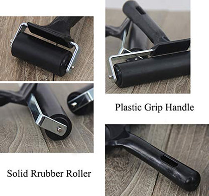 Yesland 4 Pcs Brayer Roller, Black Rubber Roller for Printmaking Wallpapers Stamping Gluing Application - 3-7/8 & 2-3/8 Inches (Pack of 2) - size: 3.8'' & 2.2'' (Pack of 2)