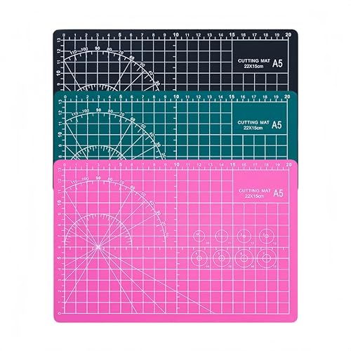 A5 Self-Healing Cutting Mat, Small Cutting Mat, Professional Double Sided Durable Cuttings Mats, Great for Hop Scrapbooking, Quilting, Fabric, Sewing Craft Projects (Mixed Colors, A5) - color: Mixed Colors