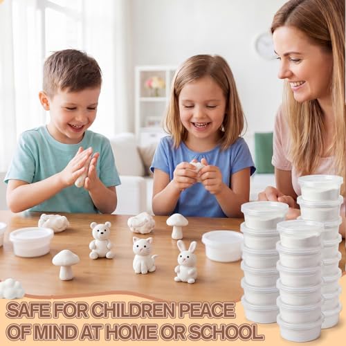 VioraWhite 48 Pcs Air Dry Clay Bulk 1.6lb Modeling Clay Kit,White | Soft & Stretchable, Magic Foam for Kids, DIY Molding, Arts & Crafts, Boys Girls Party Favors, Cosplay Sculpting Supplies - color: White